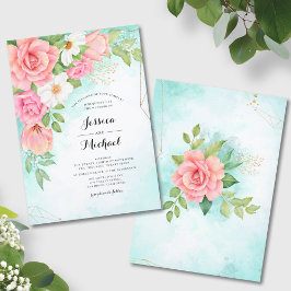 Rosa Blommigt Bouquet Ro Tulip Anemone Bröllop Inbjudningar