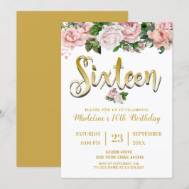 Rosa Blommigt Bouquet | Söt 16 Inbjudningar