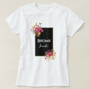 Rosa Blommigt Bouquet vid Svarta Ram Tee