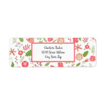 Rosa Blommigt Bouquets - Returadressetikett