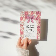 Rosa Blommigt Bow Baby Shower - Girl Baby Shower