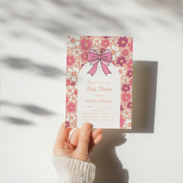 Rosa Blommigt Bow Baby Shower - Girl Baby Shower Inbjudningar