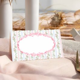 Rosa Blommigt Bow Baby Shower Placeringskort