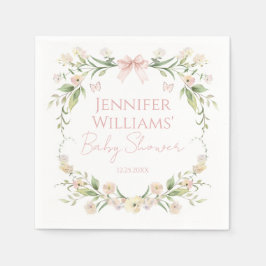  Rosa Blommigt Bow Flicka Shower Pappersservett