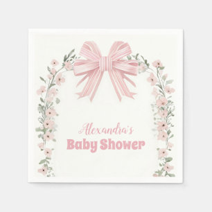 Rosa Blommigt Bow Girl Baby Shower Pappersservett