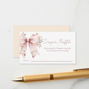 Rosa Blommigt Bow Girl Baby Shower Raffle Tilläggskort
