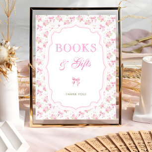 Rosa Blommigt Bow Kärlek Shack Bokar och gåvor Poster