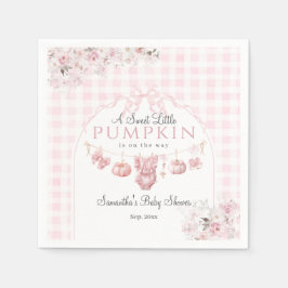 Rosa Blommigt Bow Little Pumpkin Girl Baby Shower Pappersservett