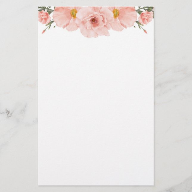 Rosa Blommigt Brevpapper (Framsida)