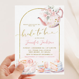 Rosa Blommigt Bride to be Möhippa Tea Party Inbjudningar