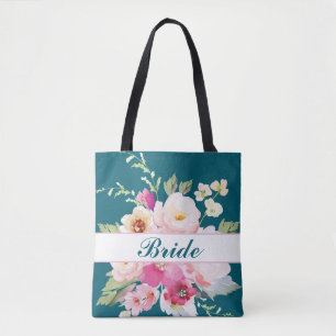 Rosa Blommigt Bride Tote Bag Tygkasse
