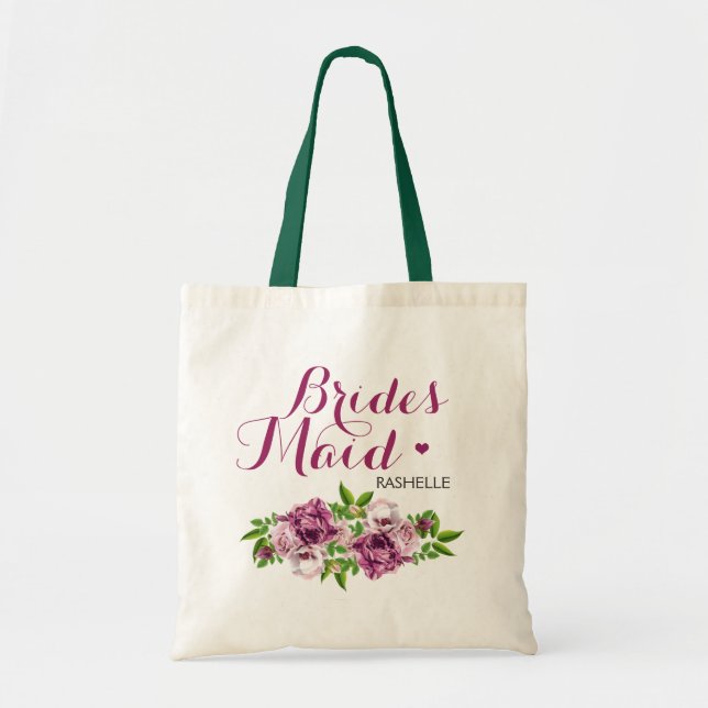 Rosa Blommigt Brides Maid Tygkasse (Framsidan)