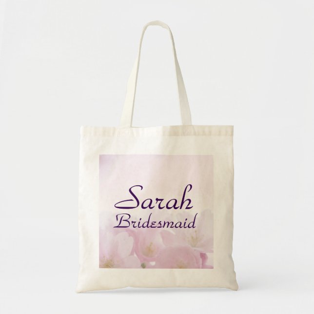 Rosa Blommigt Bridesmaid Bröllop Welcome Tote Bag Tygkasse (Framsidan)