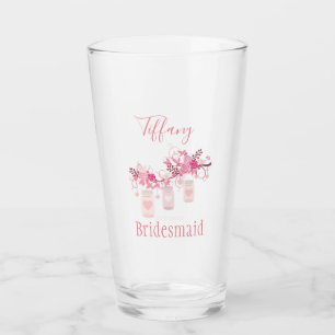 Rosa blommigt bridesmaid mason burk design glaskopp