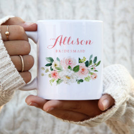 Rosa blommigt Bridesmaid Personlig Två-Tonad Mugg