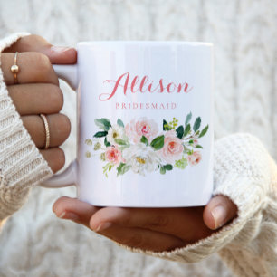 Rosa blommigt Bridesmaid Personlig Två-Tonad Mugg