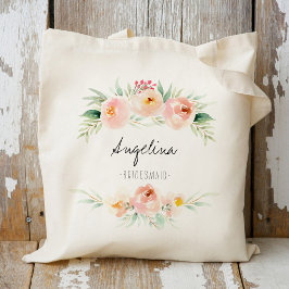 Rosa Blommigt Bridesmaid Personlig Tygkasse