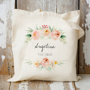 Rosa Blommigt Bridesmaid Personlig Tygkasse