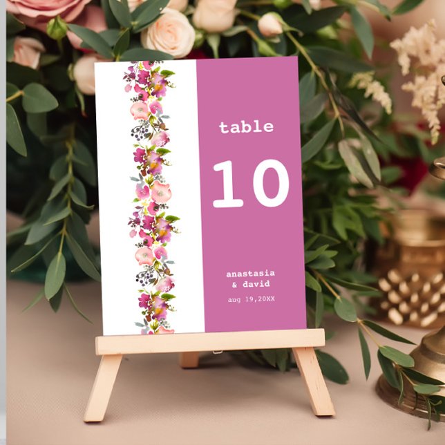 Rosa Blommigt Bröllop Bordsnummer (Skapare uppladdad)