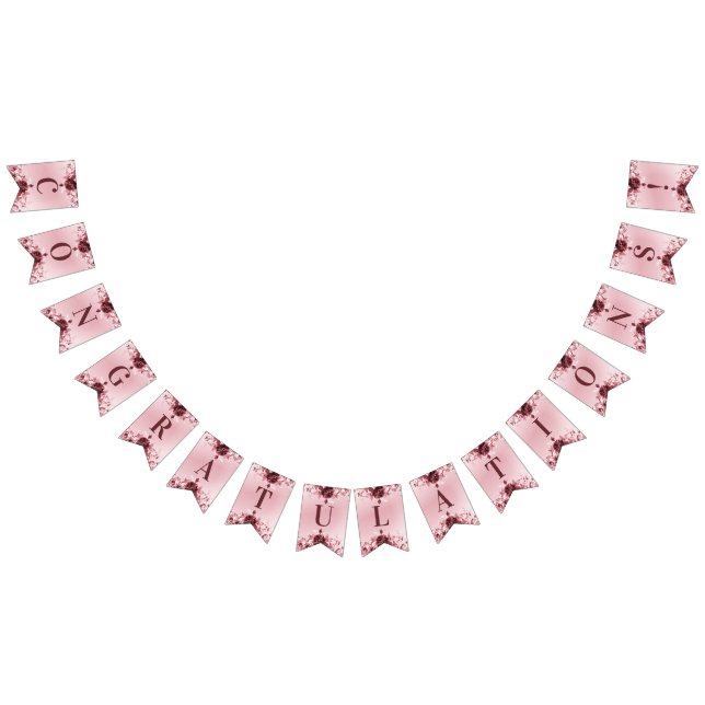 Rosa Blommigt Bröllop Bunting Flagga (Alla)