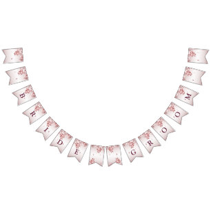 Rosa Blommigt Bröllop Bunting Flagga