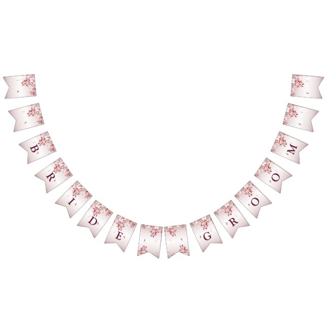Rosa Blommigt Bröllop Bunting Flagga (Alla)