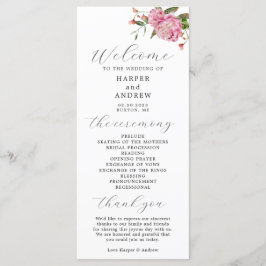 Rosa Blommigt Bröllop Ceremony-programmet Program