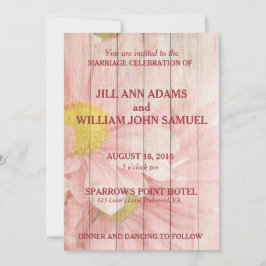 Rosa Blommigt Bröllop Inbjudningar