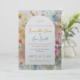 Rosa blommigt bröllop inbjudningar