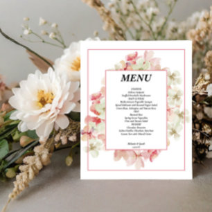 Rosa Blommigt bröllop Menu Flyer