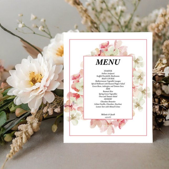 Rosa Blommigt bröllop Menu Flyer (Skapare uppladdad)