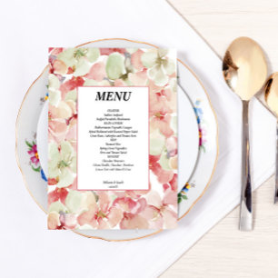 Rosa Blommigt bröllop Menu Flyer