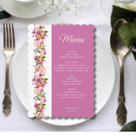 Rosa Blommigt bröllop Menu Meny