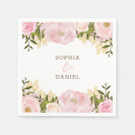 Rosa Blommigt Bröllop Möhippa Napkins Pappersservett