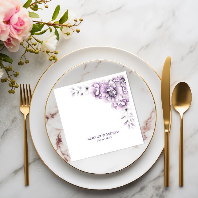 Rosa Blommigt Bröllop Pappersservett (Skapare uppladdad)