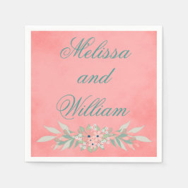 Rosa Blommigt Bröllop par Pappersservett