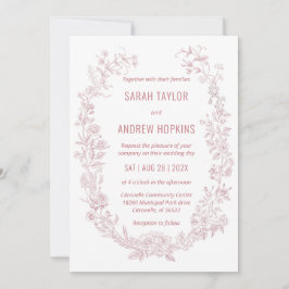 Rosa Blommigt Bröllop Rustic Bohemian Inbjudningar