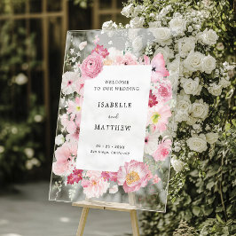 Rosa Blommigt Bröllop Välkommen