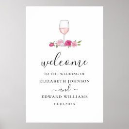 Rosa blommigt bröllop. Välkommen till skriptet ro  Poster