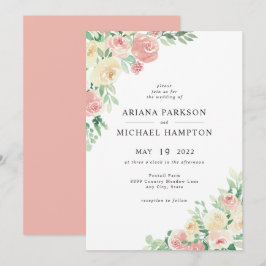  Rosa Blommigt bröllopsinbjudan 4196 Inbjudningar