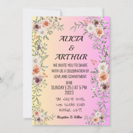 Rosa blommigt bröllopsinbjudan inbjudningar