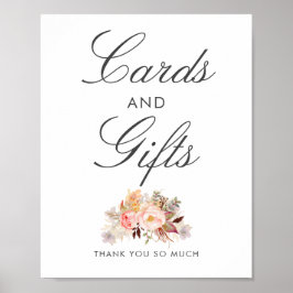  Rosa Blommigt Bröllopskort och presentkort Poster