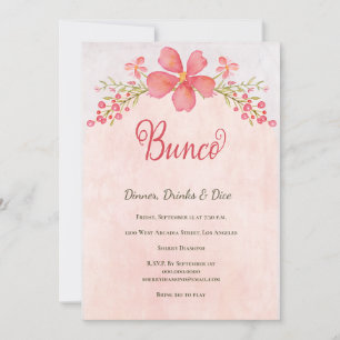 Rosa Blommigt Bunco Dice Party Inbjudningar