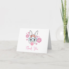 Rosa Blommigt Bunny Girl Baby personlig Tack Kort