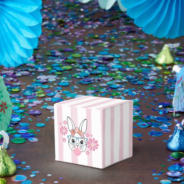Rosa Blommigt Bunny Girl Baby Shower Favbox Presentaskar (Part)