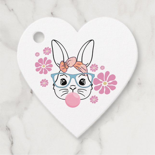 Rosa Blommigt Bunny Girl Baby Shower personlig Gåvor Etiketter (Framsida)