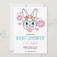 Rosa Blommigt Bunny Girl Baby Shower personlig
