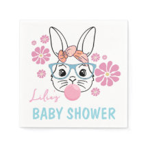 Rosa Blommigt Bunny Girl Baby Shower personlig