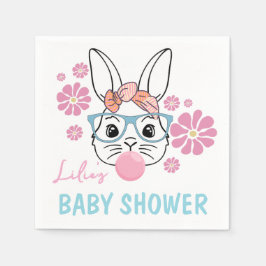 Rosa Blommigt Bunny Girl Baby Shower personlig Pappersservett