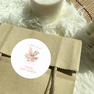 Rosa Blommigt Bunny öron Baby Shower Runt Klistermärke